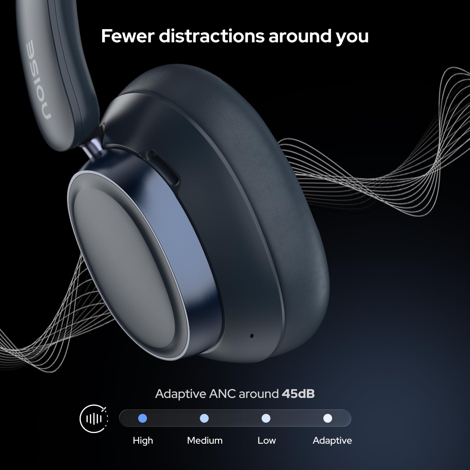 Noise Airwave Max XR Wireless Over-Ear Headphones with 120H Playtime, ANC, HFA Tech, Spatial Audio, Dual Pairing,BT V6.0(Pearl Beige)