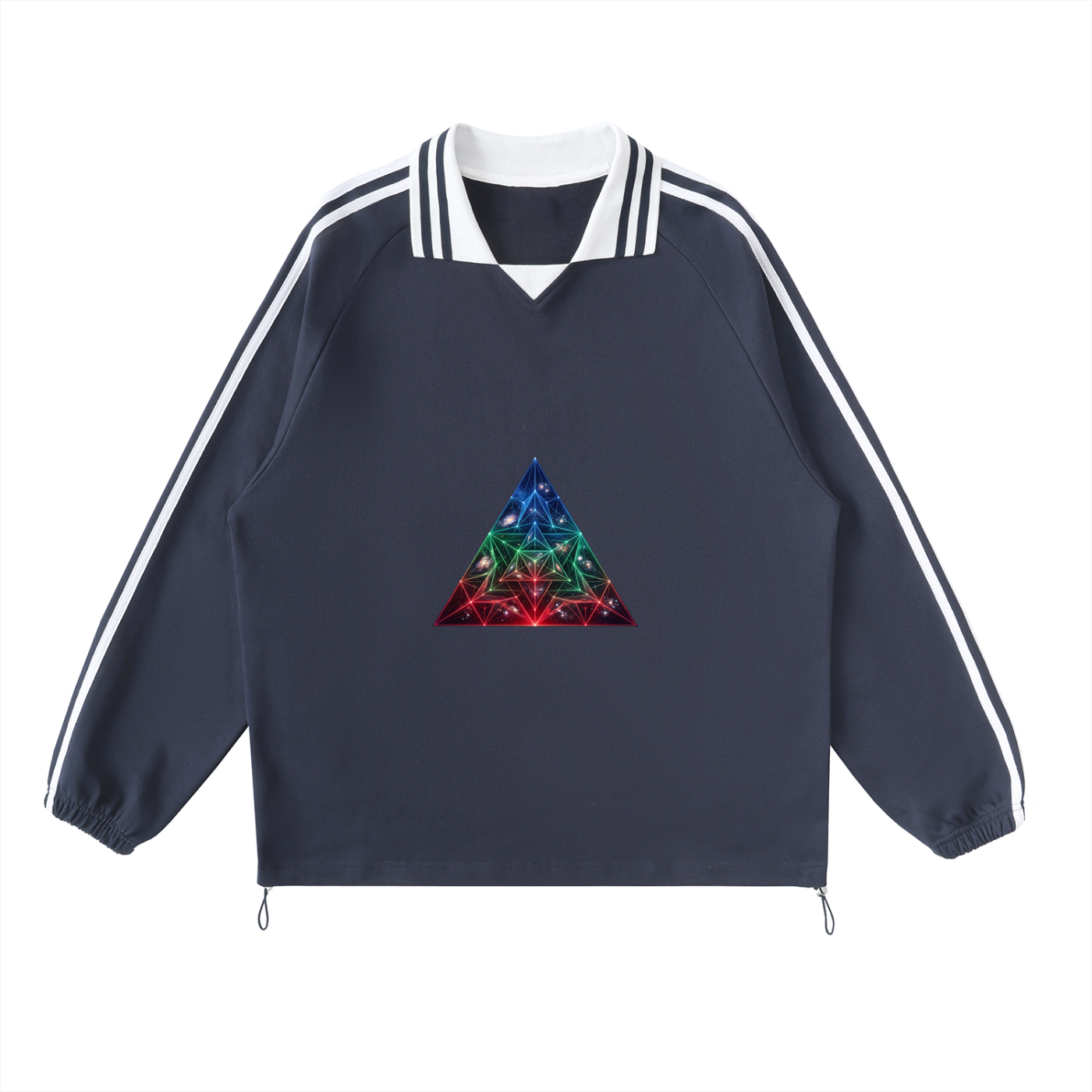 Prism - Contrast Striped Lapel Collar Sweatshirt