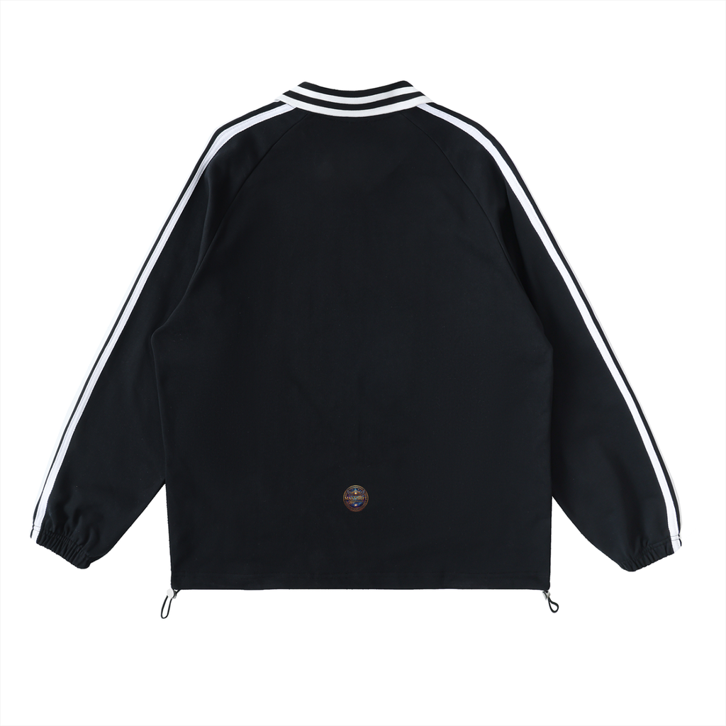 Prism - Contrast Striped Lapel Collar Sweatshirt