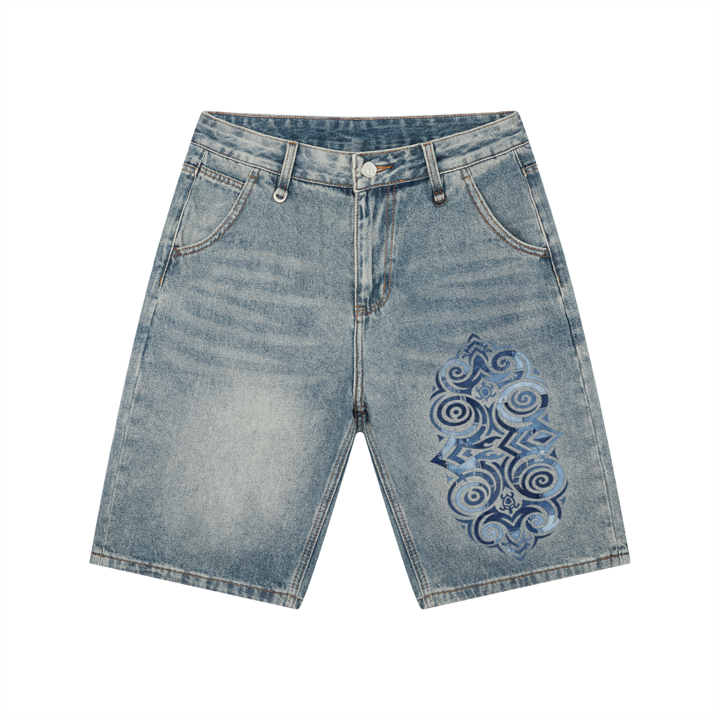 Blued - Men's Vintage Wash Denim Shorts