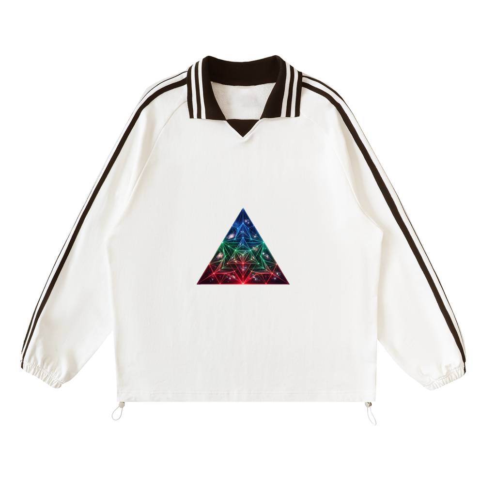 Prism - Contrast Striped Lapel Collar Sweatshirt