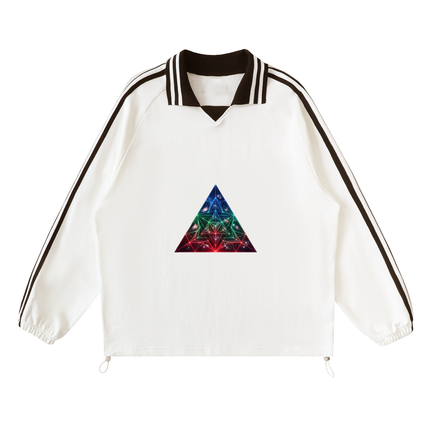 Prism - Contrast Striped Lapel Collar Sweatshirt